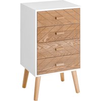 HOMCOM Nachttisch Nachtkommode Flurkommode mit Schubladen Holz weiß + natur 40 x 30 x 75 cm   Aosom von HOMCOM