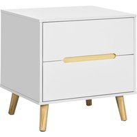 HOMCOM Nachttisch Nachtschrank Beistelltisch Nachtkommode mit 2 Schubladen Sofatisch für Wohnzimmer Schlafzimmer Modernes Design Weiß 50 x 40 x 50,5 cm   Aosom von HOMCOM