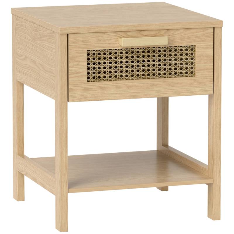 HOMCOM Nachttisch Nachtschrank MDF Naturholz 40L x 40B x 48,4H cm von HOMCOM