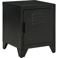 Nachttisch mit verstellbarem Regal Tür Industriedesign Metall Schwarz 50 x 40 x 47,5 cm von HOMCOM