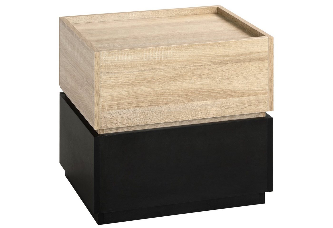 HOMCOM Nachttisch Nachtschrank mit Schublade (Nachtkommode, 1-St., Schubladenschrank), Spanplatte Schwarz+Natur 50 x 40 x 47,5 cm von HOMCOM