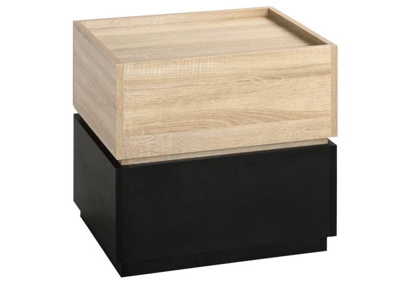 HOMCOM Nachttisch Nachtschrank mit Schublade (Nachtkommode, 1-St., Schubladenschrank), Spanplatte Schwarz+Natur 50 x 40 x 47,5 cm von HOMCOM