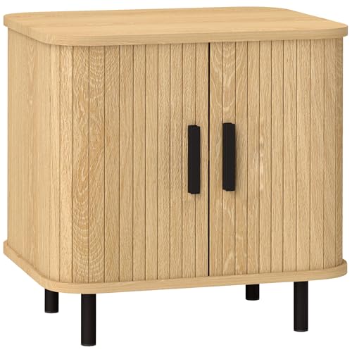 HOMCOM Nachttisch Schlafzimmer Nachttisch mit Schiebetüren 2 Regale und Stahlbeine skandinavischen Stil für Wohnzimmer 48x40x48 cm Eiche HOMCOM Nachttisch Schlafzimmer Nachttisch mit Schiebetüren 2 Regale und Stahlbeine skandinavischen Stil für Wohnzimmer 48x40x48 cm Eiche von HOMCOM