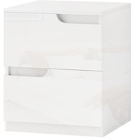 HOMCOM Nachttisch mit 2 Schubladen, modern und minimalistisch, aus Spanplatte, 40x40x48 cm, Glänzendes Weiß   Aosom von HOMCOM