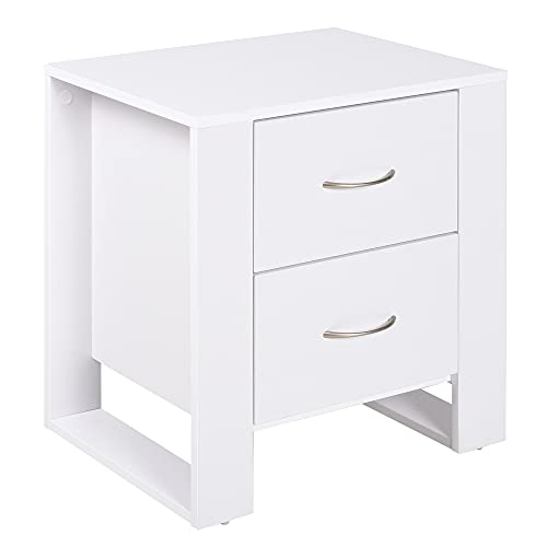 HOMCOM Nachttisch mit 2 Schubladen Modern quadratisch mit Griff erhöhter Basis Melaminbeschichtet Schlafzimmer Aufbewahrungsmöbel Nachttisch organisiert Weiß 48 x 39 x 54 cm HOMCOM Nachttisch mit 2 Schubladen Modern quadratisch mit Griff erhöhter Basis Melaminbeschichtet Schlafzimmer Aufbewahrungsmöbel Nachttisch organisiert Weiß 48 x 39 x 54 cm von HOMCOM