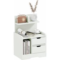 HOMCOM Nachttisch mit 2 Schubladen Nachtschrank moderner Nachtkommode mit offenen Ablage Weiß 40 x 30 x 60 cm   Aosom von HOMCOM