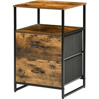 HOMCOM Kommode, Aufbewahrungsschrank mit Faltbaren Stoff-Schubladen, Regal im Industrie-Stil, Beistellschrank für Wohnzimmer, Rustikal-Braun   Aosom von HOMCOM