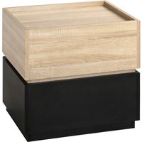 HOMCOM Nachttisch mit Schublade Nachtschrank stapelbar Schubladenschrank Schlafzimmer Nachtkommode Spanplatte Schwarz+Natur 50 x 40 x 47,5 cm   Aosom von HOMCOM