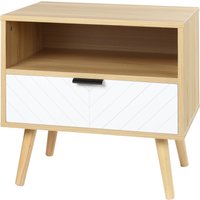 HOMCOM Nachttisch mit Schublade und Fach im skandinavischen Stil aus Spanplatte mit massiven Holzbeinen 50 x 39,5 x 49,5 cm Chevron-Muster Aosom HOMCOM Nachttisch mit Schublade und Fach im skandinavischen Stil aus Spanplatte mit massiven Holzbeinen 50 x 39,5 x 49,5 cm Chevron-Muster Aosom von HOMCOM