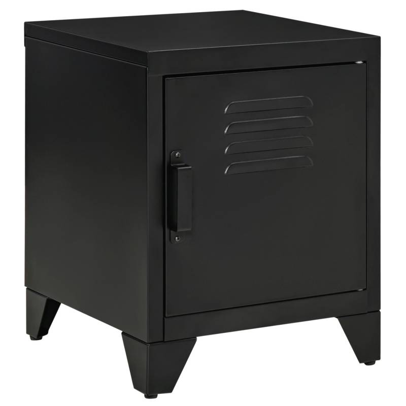 HOMCOM Nachttisch mit Verstellbarem Regal Tür Metall Schwarz 50 x 40 x 47,5 cm von HOMCOM