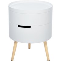 HOMCOM Nachttisch rund Beistelltisch Sofatisch mit 2 Stauräume Couchtisch frei kombinierbar Wohnzimmer Holz Weiß Ø38 x 48,3 cm   Aosom von HOMCOM