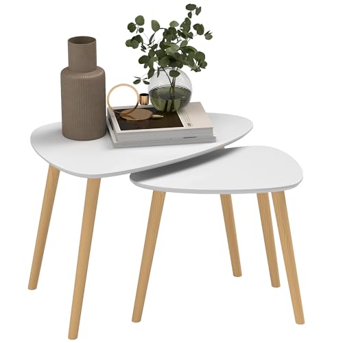 HOMCOM Nesting Couchtisch, 2er Set Beistelltische, Stapelbare Endtische mit Massivholzbeinen, für Wohnzimmer Schlafzimmer, Hellgrau HOMCOM Nesting Couchtisch, 2er Set Beistelltische, Stapelbare Endtische mit Massivholzbeinen, für Wohnzimmer Schlafzimmer, Hellgrau von HOMCOM