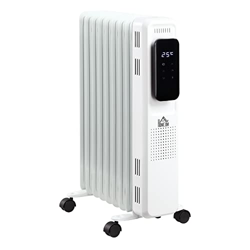 HOMCOM Ölradiator tragbar elektrisch Heizkörper 2000W 3 Heizstufen 24-Stunden-Timing elektrische Heizung 9 Heizplatten mit 4 Rollen Weiß Stahl 42,5 x 24 x 63 cm HOMCOM Ölradiator tragbar elektrisch Heizkörper 2000W 3 Heizstufen 24-Stunden-Timing elektrische Heizung 9 Heizplatten mit 4 Rollen Weiß Stahl 42,5 x 24 x 63 cm von HOMCOM
