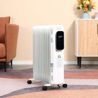 Ölradiator tragbar elektrisch Heizkörper 2290-2720W 3 Heizstufen Weiß Metall 50,5 x 24 x 63 cm von HOMCOM