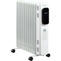 HOMCOM Ölradiator tragbar, 2290-2720W, 3 Heizstufen, 24-Stunden-Timing, elektrisch Heizkörper, Heizung mit Rollen, Weiß, Stahl   Aosom von HOMCOM