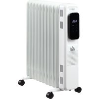 HOMCOM Ölradiator tragbar elektrisch Heizkörper 2290-2720W 3 Heizstufen 24-Stunden-Timing elektrische Heizung 11 Heizplatten mit 4 Rollen Weiß Stahl von HOMCOM