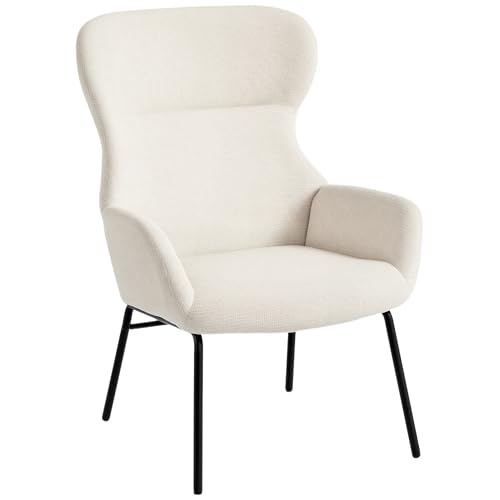 HOMCOM Ohrensessel Wohnzimmer Sessel Loungesessel Relaxsessel mit hoher Rückenlehne, Stahlbeine Polstersessel mit Leinenoptik, Lesesessel für Schlafzimmer Cremeweiß HOMCOM Ohrensessel Wohnzimmer Sessel Loungesessel Relaxsessel mit hoher Rückenlehne, Stahlbeine Polstersessel mit Leinenoptik, Lesesessel für Schlafzimmer Cremeweiß von HOMCOM
