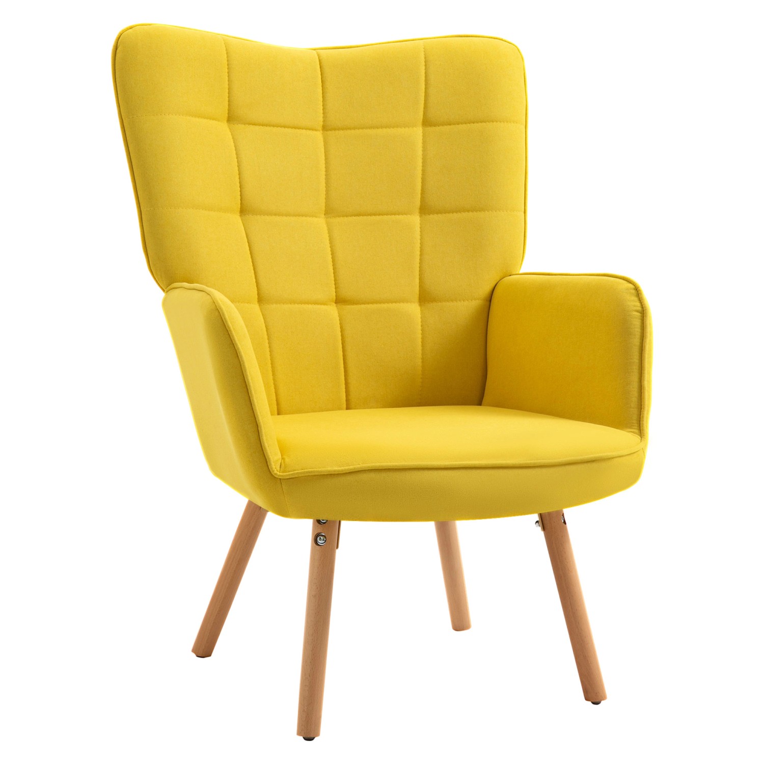 HOMCOM Ohrensessel mit Armlehne Polyester Gelb Natur 71B x 76T x 101H cm von HOMCOM