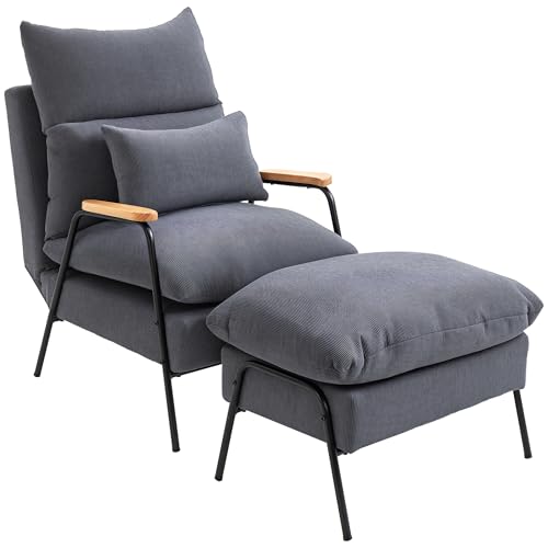 HOMCOM Relaxsessel mit Hocker Sessel mit Verstellbar Rückenlehne, Liegefunktion, Kissen, Loungesessel Modern Polstersessel mit Kord-Optik für Wohnzimmer bis 180 kg belastbar, Grau HOMCOM Relaxsessel mit Hocker Sessel mit Verstellbar Rückenlehne, Liegefunktion, Kissen, Loungesessel Modern Polstersessel mit Kord-Optik für Wohnzimmer bis 180 kg belastbar, Grau von HOMCOM