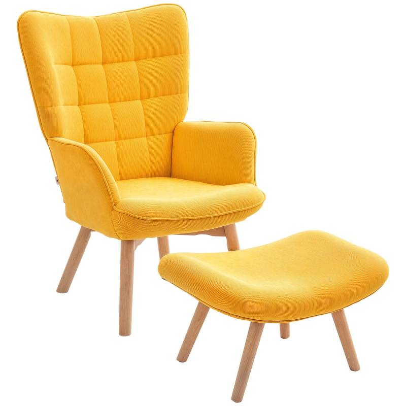 HOMCOM Ohrensessel mit Hocker Kord Orange 72L x 80B x 101H cm HOMCOM Ohrensessel mit Hocker Kord Orange 72L x 80B x 101H cm von HOMCOM