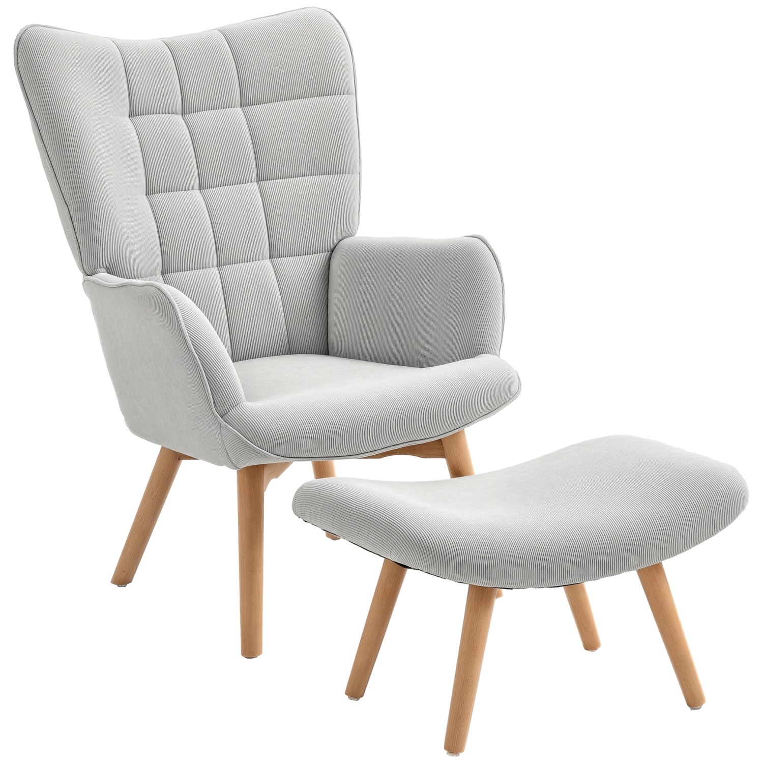 HOMCOM Ohrensessel mit Hocker für Wohnzimmer Kord Grau 72L x 80B x 101Hcm HOMCOM Ohrensessel mit Hocker für Wohnzimmer Kord Grau 72L x 80B x 101Hcm von HOMCOM