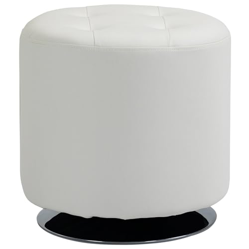 HOMCOM Ottoman Fußhocker Ottoman Drehhocker Rund Pouf Gepolstert in Kunstleder Modern Style für Schlafzimmer Eingangshalle Wohnzimmer Ø45,5x44,5 cm Weiß von HOMCOM