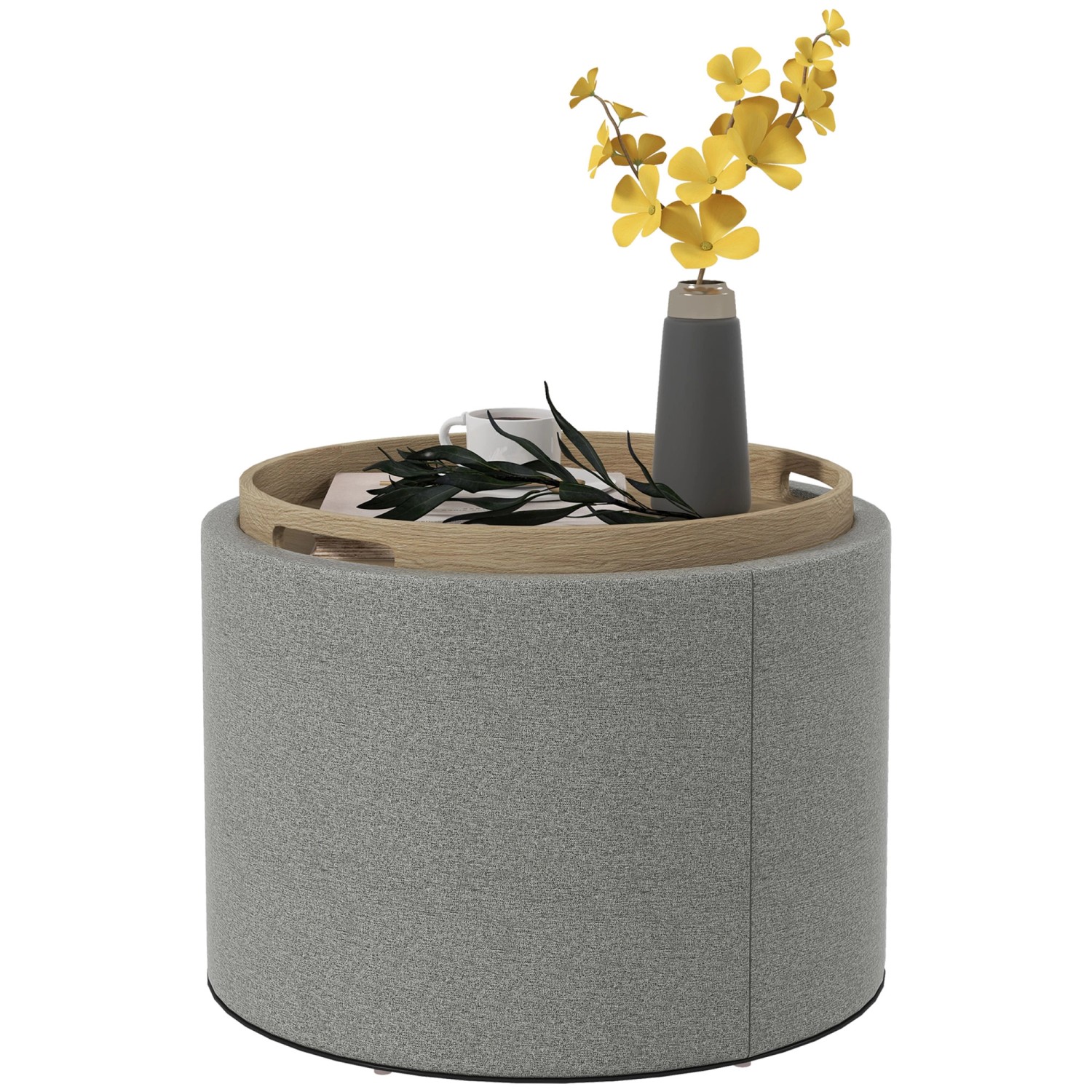 HOMCOM Ottomane Rund mit Stauraum Klappdeckel in Leinenoptik Grau Ø56 x 42 cm HOMCOM Ottomane Rund mit Stauraum Klappdeckel in Leinenoptik Grau Ø56 x 42 cm von HOMCOM