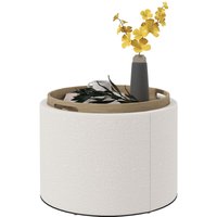 HOMCOM Ottomane Runder Sitzhocker Polsterhocker mit Stauraum, Klappdeckel, Creme von HOMCOM