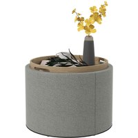 HOMCOM Ottomane Runder Sitzhocker Polsterhocker mit Stauraum, Klappdeckel, Grau von HOMCOM