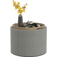 HOMCOM Ottomane Runder Sitzhocker Polsterhocker mit Stauraum und Klappdeckel in Grau Leinenoptik Ø56 x 42 cm für Wohnzimmer Schlafzimmer   Aosom.de von HOMCOM