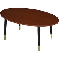 HOMCOM Ovale multifunktionale Couchtisch Beistelltisch 100 x 60 x 42 cm in Dunkel Teak Optik   Aosom von HOMCOM