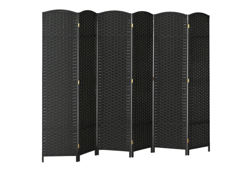HOMCOM Paravent 240 x 170 cm Raumteiler (Sichtschutz, 6 St., Faltbar Trennwand aus Bambus), Raumtrenner Stellwand für Wohnzimmer Schwarz von HOMCOM