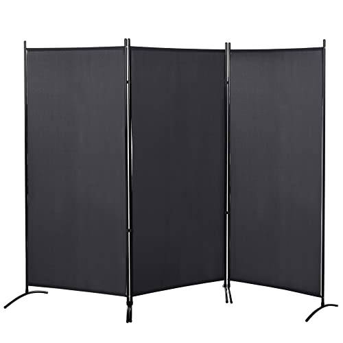 HOMCOM Paravent 3 Paneele, Maße: 2,53 x 0,5 x 1,82 m (L x B x H) von HOMCOM