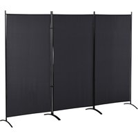HOMCOM Paravent 3 Paneele Abm. 2,53L x 0,5B x 1,82H m Seitenstore Sichtschutzzaun auf Fuß Raumteiler Metall Hochdichtes Polyester dunkelgrau   Aosom von HOMCOM