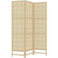 HOMCOM Paravent 3-teilig 135 x 180 cm Trennwand Raumteiler aus PP Rattan, Faltbar Raumtrenner Sichtschutz Stellwand für Wohnzimmer Natur von HOMCOM