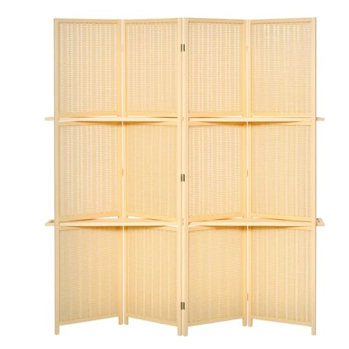 HOMCOM Paravent 4-teilig 180 x 180 cm Faltbar Trennwand mit Ablage Raumteiler, Raumtrenner aus Holz und Bambus Sichtschutz Stellwand für Wohnzimmer Natur HOMCOM Paravent 4-teilig 180 x 180 cm Faltbar Trennwand mit Ablage Raumteiler, Raumtrenner aus Holz und Bambus Sichtschutz Stellwand für Wohnzimmer Natur von HOMCOM