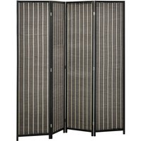 HOMCOM Paravent 4-teilig 180 x 180 cm Raumteiler Trennwand aus Bambus, Faltbar Sichtschutz Raumtrenner Stellwand für Wohnzimmer Braun   Aosom von HOMCOM