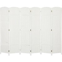 HOMCOM Paravent 6-teilig 240 x 170 cm Raumteiler Faltbar Trennwand aus Bambus, Sichtschutz Raumtrenner Stellwand für Wohnzimmer Weiß   Aosom von HOMCOM