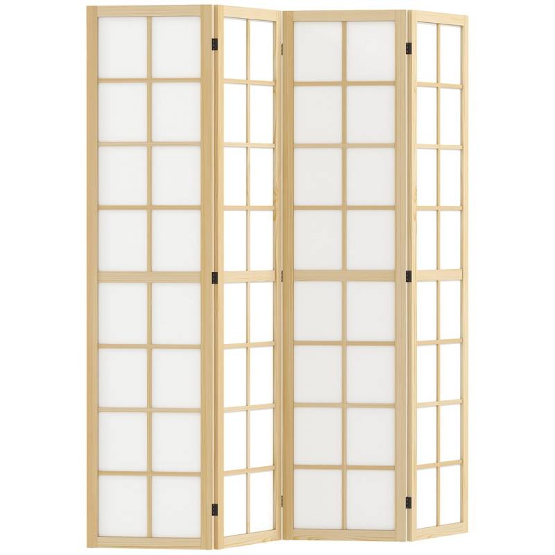 HOMCOM Paravent Kiefernholz Vliesstoff Naturholz 160L x 1,7B x 170H cm von HOMCOM