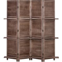 HOMCOM Paravent aus Holz mit 4 Paneelen 162 x 170 cm mit 3 Regalen, faltbarer Raumteiler, Innenraumtrennwand in Nussbaum Aosom HOMCOM Paravent aus Holz mit 4 Paneelen 162 x 170 cm mit 3 Regalen, faltbarer Raumteiler, Innenraumtrennwand in Nussbaum Aosom von HOMCOM