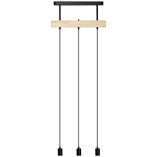 HOMCOM Pendelleuchte, 3-flammige Hängelampe, höhenverstellbarer Pendellampe mit E27 Fassung, im Industrie Design, für Küche, Esszimmer, Metall, Schwarz von HOMCOM