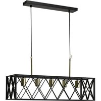 HOMCOM Pendelleuchte, Hängelampe, höhenverstellbar, Industrial Design, Metallschirm, schwarz+gold, 77 x 25 x 39cm - Schwarz+Gold von HOMCOM