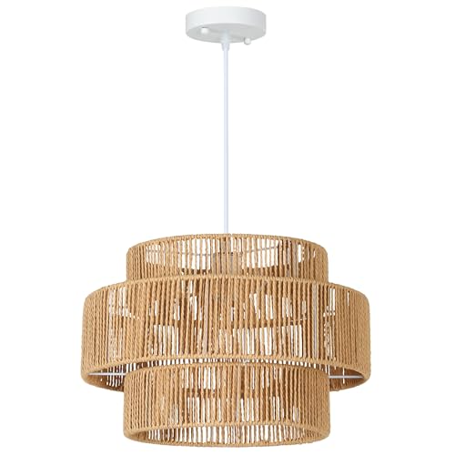 HOMCOM Pendelleuchte Hängelampe mit E27 Fassung, Boho-Stil, Hängeleuchte Deckenlampe mit Lampenschirm aus Hanfseil für Küche, Esszimmer, Hellbraun HOMCOM Pendelleuchte Hängelampe mit E27 Fassung, Boho-Stil, Hängeleuchte Deckenlampe mit Lampenschirm aus Hanfseil für Küche, Esszimmer, Hellbraun von HOMCOM
