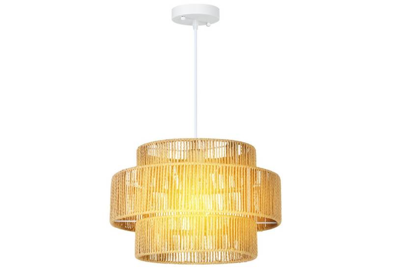 HOMCOM Pendelleuchte Hanfseil Leuchte, Boho Deckenleuchtenschirm, Beleuchtungsfunktionen, Halogenlampe, LED-Lampe usw., für Wohnzimmer, Schlafzimmer, Flur, Braun von HOMCOM