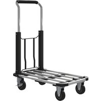 HOMCOM Plattformwagen Transportwagen Klappbar 150 kg Handwagen mit Feststellbremse, ausziehbarer Plattform und verstellbarem Griff Transporthilfe mit Lenkrollen Paketwagen Silber   Aosom von HOMCOM