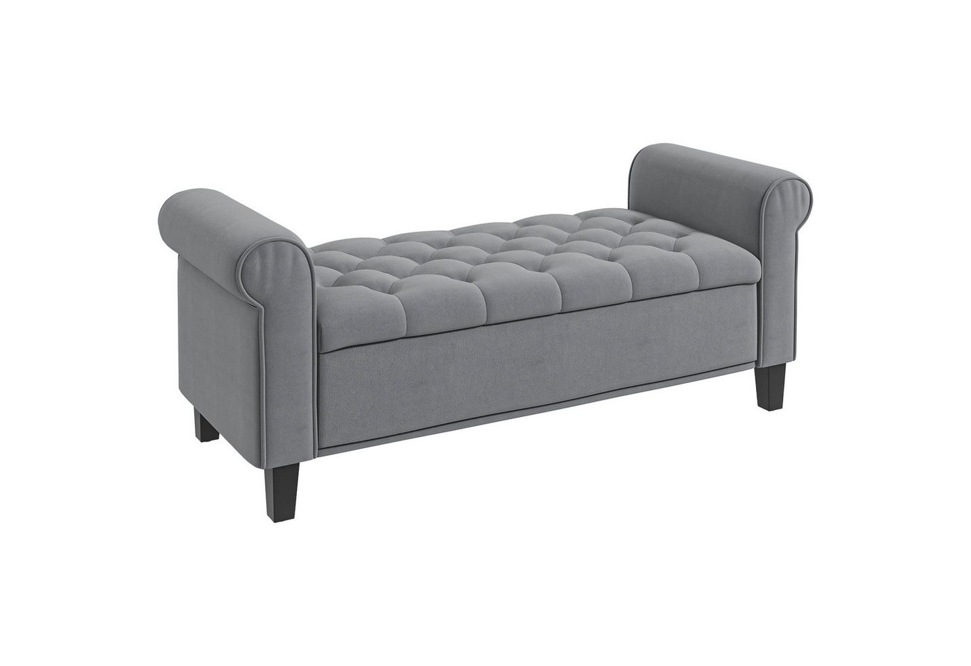 HOMCOM Polsterbank Flurbank, mit Stauraum, in Samtoptik, 126 x 48,5 x 47 cm (Bettbank, 1-St., Sitzbank), für Schlafzimmer, Grau von HOMCOM