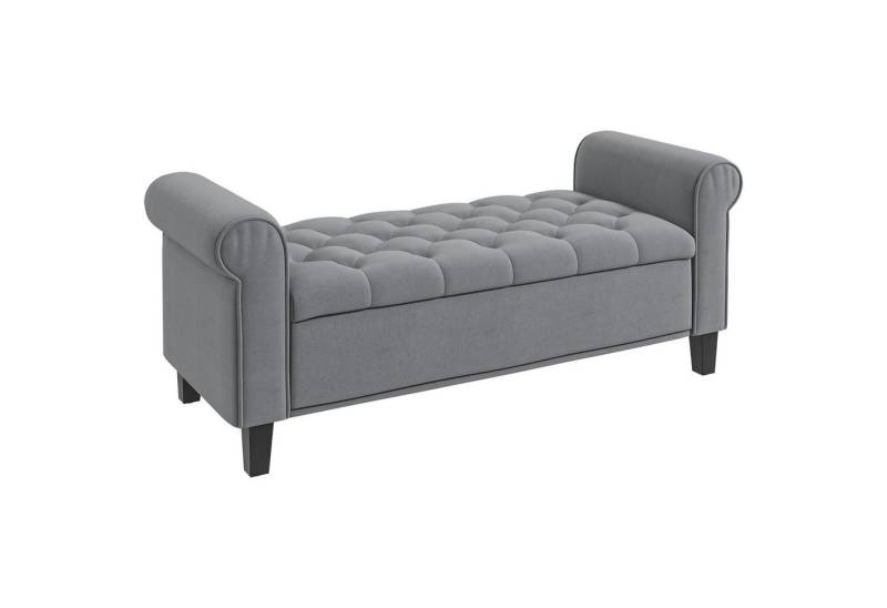 HOMCOM Polsterbank Flurbank, mit Stauraum, in Samtoptik, 126 x 48,5 x 47 cm (Bettbank, 1-St., Sitzbank), für Schlafzimmer, Grau von HOMCOM