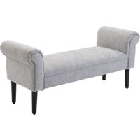 HOMCOM Polsterbank Sitzbank Lounge Sitzhocker Flurbank Bettbank elegant mit gerollten Seiten Leinens von HOMCOM