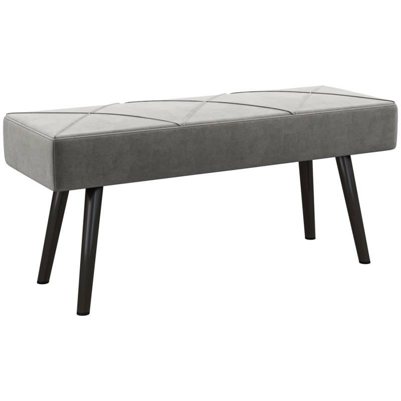 HOMCOM Polsterbank mit X-Muster in Samtoptik bis 120 kg 100 x 36 x 45 cm Grau von HOMCOM