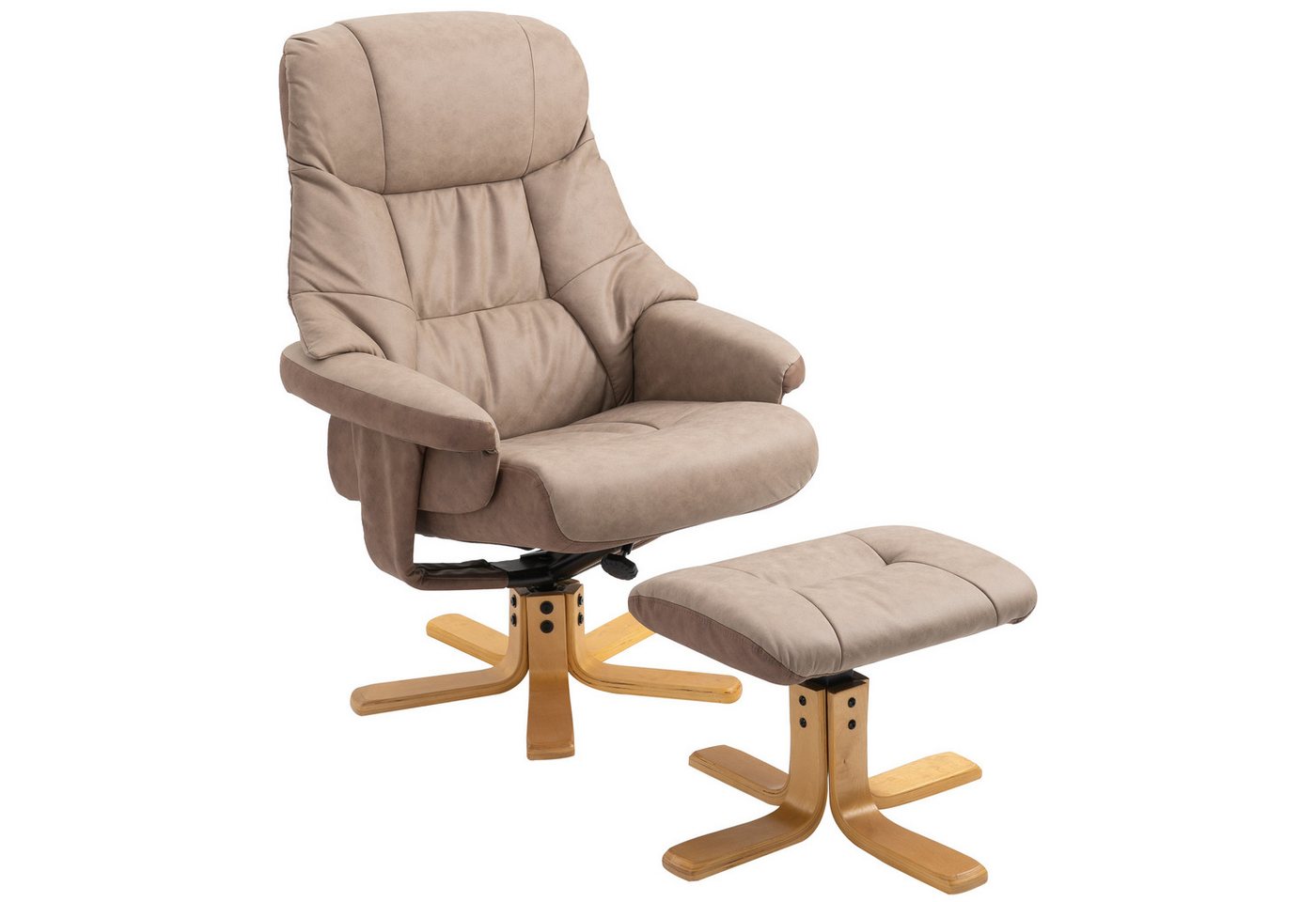 HOMCOM Polsterstuhl Relaxsessel mit Hocker (Polstersessel, 2 St), Mikrofaser Braun, 78 x 82,5 x 109 cm von HOMCOM